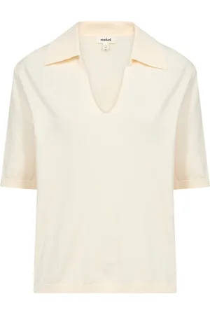 Soaked in Luxury Strik, Dame, Hvid, S, Uld, Hvid Polo Pullover Whisper Kortærmet