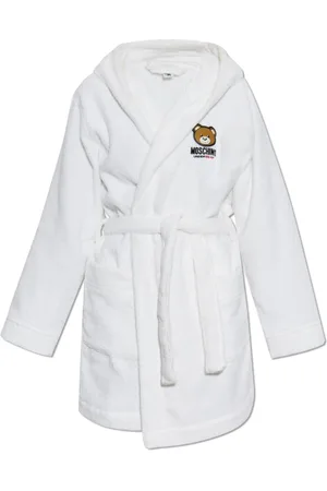 Moschino Nightwear & Lounge, Dame, Hvid, L, Bomuld, Bomuld badekåbe med hætte