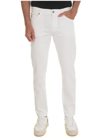 HUGO BOSS Jeans, Herre, Hvid, W40, Bomuld, Slim-fit Jeans