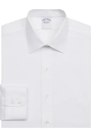 Brooks Brothers Skjorte, Herre, Hvid, S, Bomuld, Slim Fit Hvid Non-Iron Stretch Bomulds Skjorte med Ainsley Krave