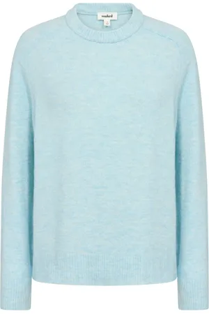 Soaked in Luxury Strik, Dame, Blå, XS, Uld, Blød Strik Pullover Nantucket Breeze