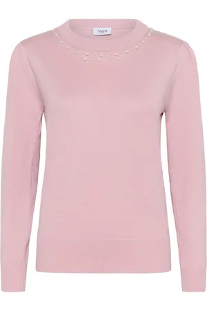 Saint Tropez Strik, Dame, Lyserød, XS, Nectar Cardigan med perledetalje