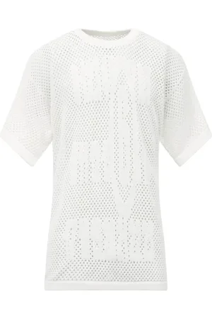 Maison Margiela Top, Herre, Hvid, L, Bomuld, Numeric Jacquard T-Shirt