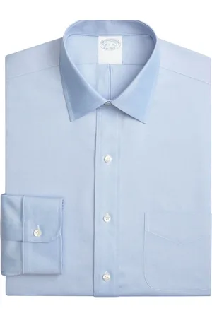 Brooks Brothers Skjorte, Herre, Blå, XS, Bomuld, Lyseblå Regular Fit Non-Iron Stretch Bomulds-skjorte med Ainsley-krave