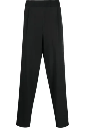 Giorgio Armani Bukser, Herre, Sort, XL, Uld, Elegant Sort Casual Bukser