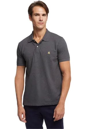 Brooks Brothers Top, Herre, Grå, XL, Bomuld, Slim-fit Piqué Polo Shirt med korte ærmer