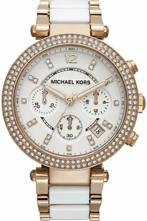 Michael Kors Tilbehør, Dame, Lyserød, ONE SIZE, Uld, Roseguld Dameur Kvartsur