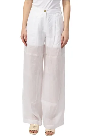 Armani Exchange Bukser, Dame, Hvid, M, Polyester, Hvide Palazzo Bukser Gennemsigtig Kvinde