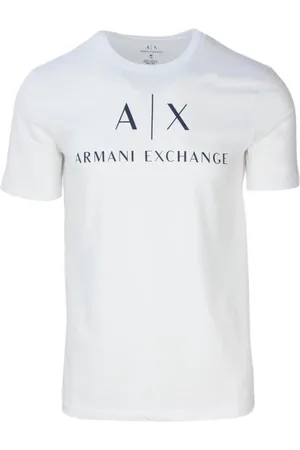Armani Exchange Top, Herre, Hvid, XL, Bomuld, Hvid Logo Print T-Shirt Kort Ærme