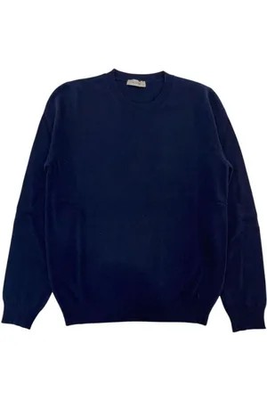 VALENTINO Strik, Herre, Blå, S, Uld, Blå Uld Crew Neck Sweater