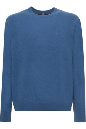 Sergio Tacchini Strik, Herre, Blå, M, Uld, Uldtrøje med synligt logo og rund halsudskæring