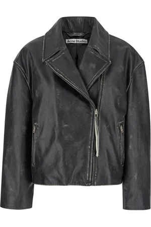 Acne Studios Jakke, Dame, Sort, S, Læder, Sort Vintage Læder Bikerjakke Kvinde