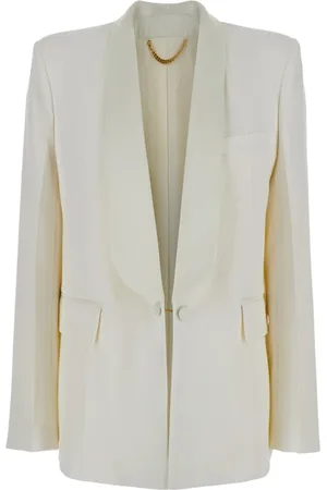 Victoria Beckham Jakke, Dame, Hvid, S, Hvid Shawl Krave Jakke Kvinder Stof