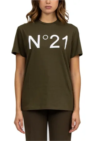 Nº21 Top, Dame, Grøn, S, Bomuld, Grøn Bomulds T-shirt med Logo