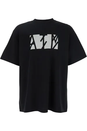 44 Label Group Top, Herre, Sort, M, Bomuld, Sort bomuldst-shirt med tryk foran og bagpå