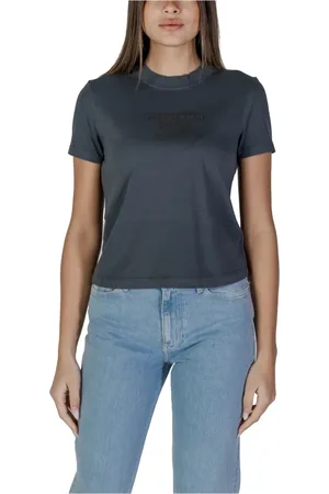 Calvin Klein Top, Dame, Sort, XS, Bomuld, Sort Bomuld Rund Hals T-Shirt