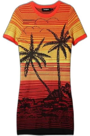 Desigual Kjole, Dame, Rød, XL, Rød Viskose Midi Kjole