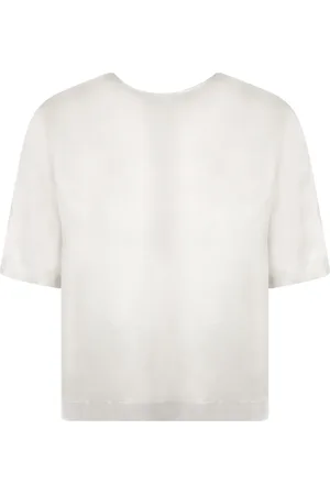 Giorgio Armani Bluser & Skjorter, Dame, Grå, S, Elegant Silkebluse med Albuelængde Ærmer