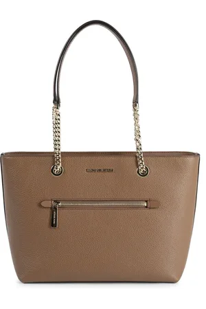 Michael Kors Taske, Dame, Brun, ONE SIZE, Læder, Jet Set Medium Pebbled Leather Chain Tote Bag