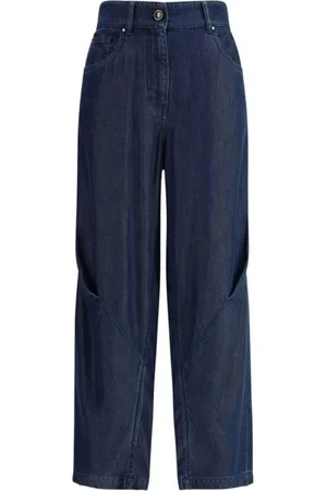 Giorgio Armani Jeans, Dame, Blå, M, Uld, Stilfulde Wide Leg Jeans
