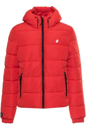Superdry Jakke, Herre, Rød, S, Polyester, Rød Hættet Polstret Bomberjakke