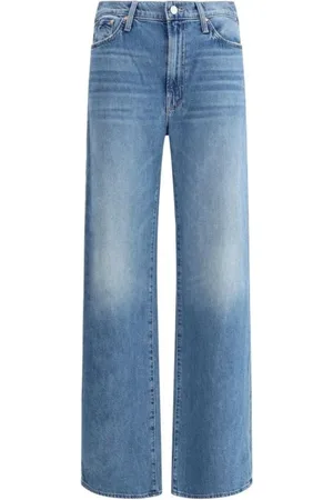 Mother Jeans, Dame, Blå, W26, Bomuld, Højtaljede Straight-Leg Jeans med Fem-Lomme Design