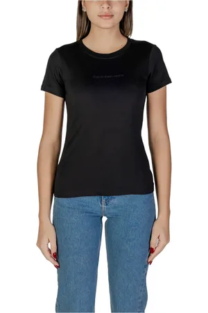 Calvin Klein Top, Dame, Sort, XS, Bomuld, Sort Enkel Bomuld Rund Hals T-shirt