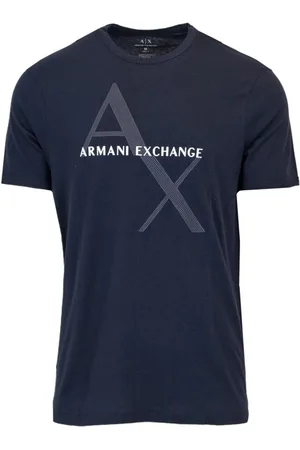 Armani Exchange Top, Herre, Blå, XL, Bomuld, Blå Logo Tee Kortærmet