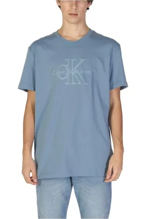 Calvin Klein Top, Herre, Blå, 3XL, Tyl, Monogram Style Grafisk Tee