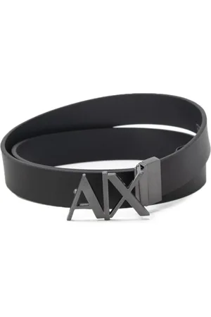 Armani Exchange Tilbehør, Herre, Sort, 90 CM, Læder, Sort Læderbælte med Logo Spænde