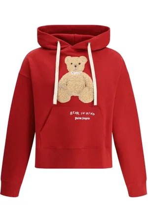 Palm Angels Sweathshirts & Hoodies, Herre, Rød, L, Bomuld, Bear In Mind Applique Hoodie