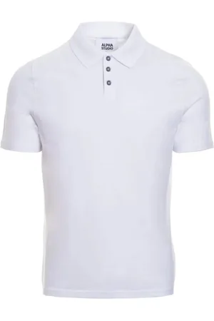 ALPHA STUDIO Top, Herre, Hvid, M, Bomuld, Klassisk Polo Skjorte Korte Ærmer