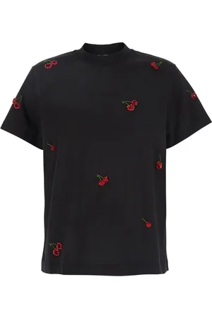 Des Phemmes Top, Dame, Sort, XS, Bomuld, Sort T-shirt og Polo med Kirsebærdekoration