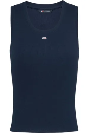 Tommy Hilfiger Top, Dame, Blå, L, Bomuld, Blå Ærmeløs Tank Top