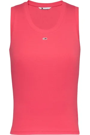 Tommy Hilfiger Top, Dame, Rød, M, Bomuld, Koral Ærmeløs Rund Hals Top
