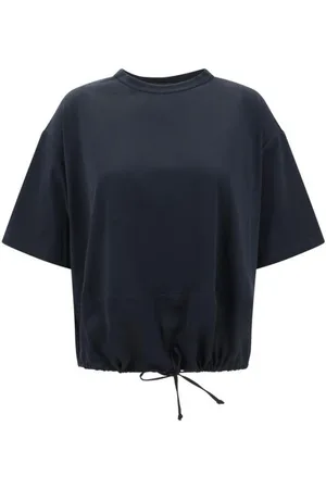 Fabiana Filippi Top, Dame, Blå, S, Silke Detalje Crew Neck T-Shirt