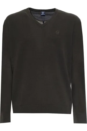 Sergio Tacchini Strik, Herre, Grøn, 2XL, Uld, V-hals uldtrøje med ribkanter