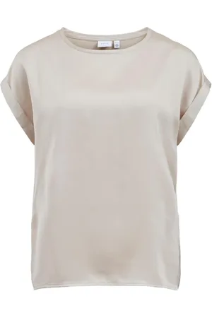 VILA Bluser & Skjorter, Dame, , L, Uld, Guld Ensfarvet Kortærmet T-shirt