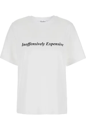 Victoria Beckham Top, Dame, Hvid, L, Bomuld, Hvid Slogan Bogstaver Bomuld T-shirt Kvinde