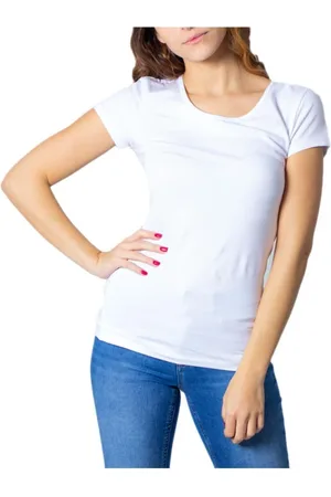 ONLY Top, Dame, Hvid, M, Bomuld, Hvid Crew Neck Tee