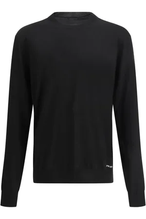 Prada Strik, Herre, Sort, S, Silke Pullover Minimalistisk Design