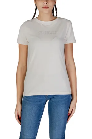 Guess Top, Dame, Hvid, L, Bomuld, Krystal Logo Kortærmet T-shirt