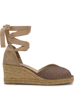 Castaner Sko, Dame, Flerfarvet, 38 EU, Jute, Kilesandaler MED 7 CM HÆL