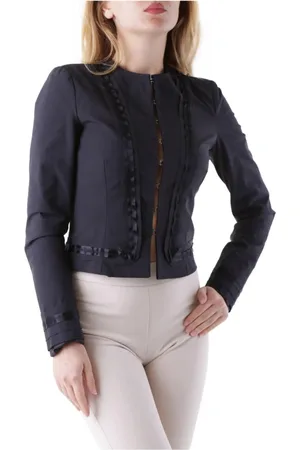 John Richmond Jakke, Dame, Sort, S, Elegant Sort Blazer med Dekorativ Kant