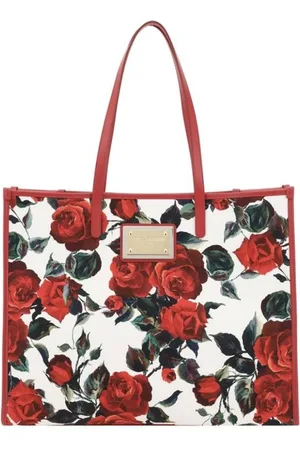 Dolce & Gabbana Taske, Dame, Flerfarvet, ONE SIZE, Læder, Blomstret Tote Taske med Læderhåndtag