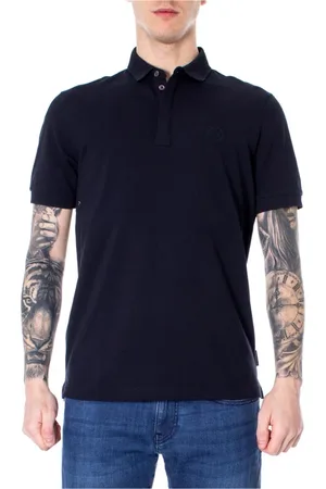 Armani Exchange Top, Herre, Blå, XS, Bomuld, Blå Polo Skjorte
