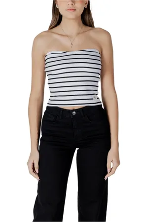 Calvin Klein Top, Dame, Hvid, S, Bomuld, Stribet Ærmeløs Bomuldstop