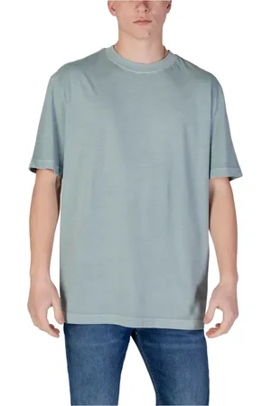 Calvin Klein Top, Herre, Grøn, L, Bomuld, Grøn Trykt Rund Hals T-Shirt