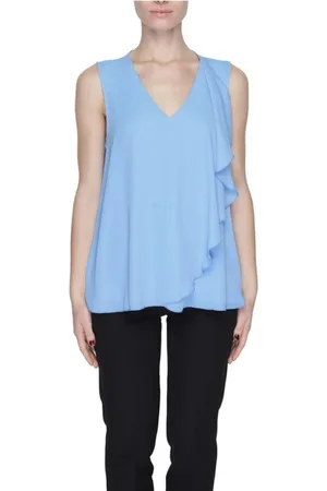 SANDRO FERRONE Top, Dame, Blå, XS, Polyester, Blå kortærmet polyesterbluse