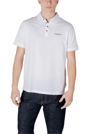Armani Exchange Top, Herre, Hvid, S, Bomuld, Hvid Polo Skjorte med Knappelukning